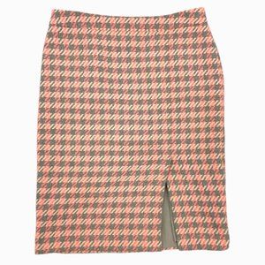 Talbots Pink and Gray Wool Blend Houndstooth Pencil Skirt - 8